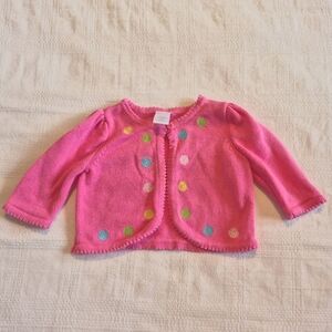 Gymboree girls size 3-6 months outlet pink cardigan embroidered dots VGUC